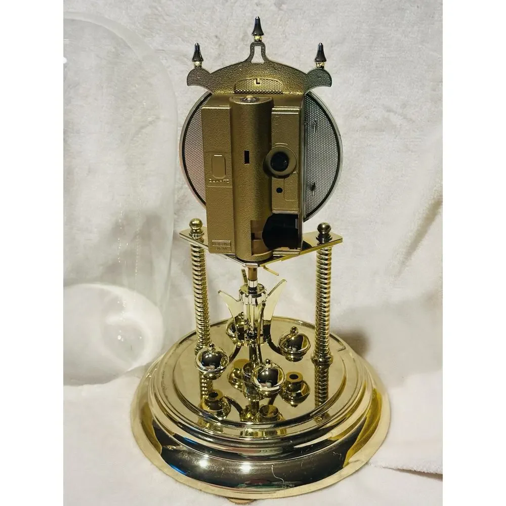 Elgin Magic Eye Anniversary Glass Dome Quartz Rotating Pendulum Clock Vintage